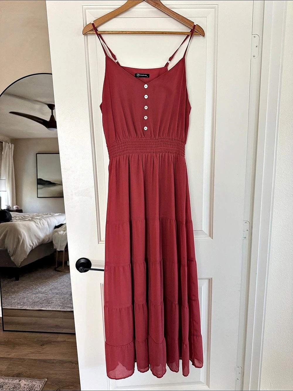 PrettyGarden Spaghetti Strap Tiered Maxi Dress - Small